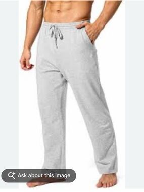 Men's Light Gray Pudolla Drawstring Cotton Yoga/Lounge Pants
